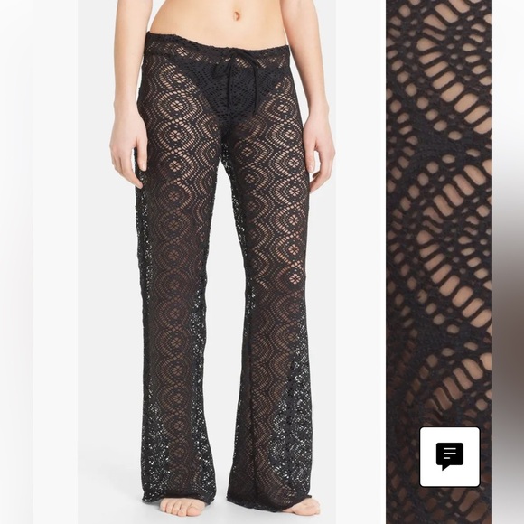 BECCA by Rebecca Virtue Boho Crochet Lace Beach Cover Up Pants - Fuchsia- Small - Picture 12 of 12